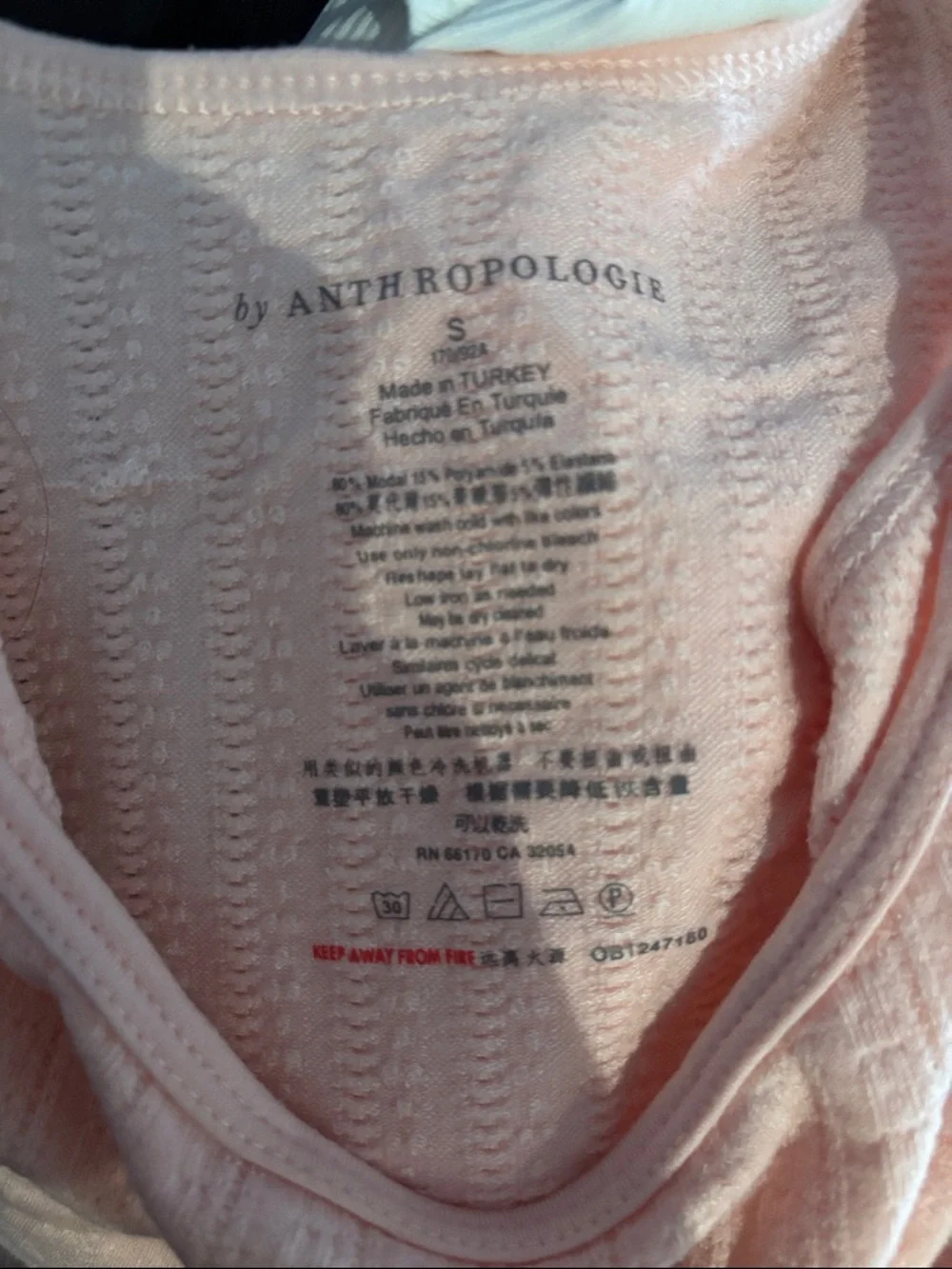 Anthropologie Blush Ribbed Tank Top - Picture 2 of 3